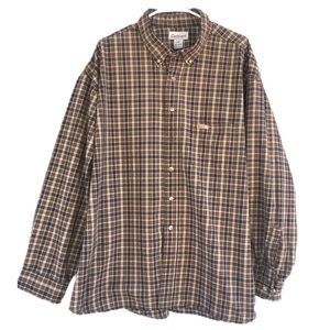 Vintage Carhartt Shirt Men's 4XL Brown Button Down Tartan Plaid C…